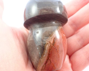 Big Natural Polychrome Jasper Crystal Mushroom - Smooth Standing Crystal - Orange Gray Brown Shroom - 2.5 Inch Crystal Mushroom #MUSHY#1026