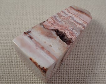 1 Piece Crazy Lace Agate Square Crystal Tower - Heat Treated Pink White Tan - Opaque Faceted Texturedy Druzy Agate Crystal Point #TOWER#1144