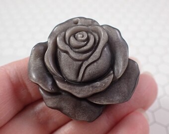1 Piece Large Rose Flower Crystal Carving - Gold Obsidian Flower - Thick Textured Gold Sheen Obsidian - Carved Flower Crystal #FLWRS#1006