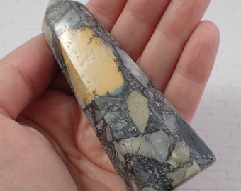 1 Piece Natural Maligano Jasper Crystal Tower - Gray Yellow White Opaque - Faceted Textured Tower - Great Condition Maligano #TOWER#1146