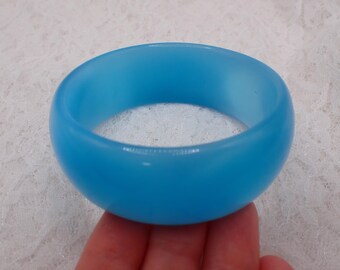 61.1mm Thick Blue Cat’s Eye Crystal Cuff Bangle Bracelet - Thick Cuff Blue Cat Eye Crystal #JEWEL#1905