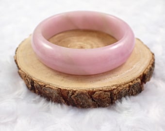 60.5mm Beautiful Natural Purple Kunzite Crystal Bangle Bracelet - Smooth Flashy Flat Inside - Purple Kunzite Solid Crystal Bangle JEWEL#1518