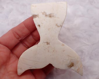 Bright White Druzy Agate Whales Tail Crystal Carving - Large Sugar Texture Mermaid Tail - 3 Inch Tail Crystal - Home Decor #ANMLS#1283