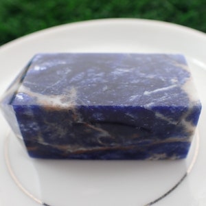 Natural Sodalite Crystal Tower - Blue White Gray Brown Rectangle Tower - Smooth Finish Blue White - 2 Inch Crystal Tower Stands #TOWER#1263