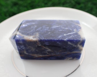 Natural Sodalite Crystal Tower - Blue White Gray Brown Rectangle Tower - Smooth Finish Blue White - 2 Inch Crystal Tower Stands #TOWER#1263