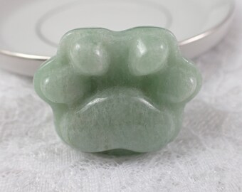 Beautiful Paw Shaped Green Aventurine Crystal - Heart Shaped Light Green - Smooth Dog Cat Paw Crystal - 1.5 Inch Crystal Paw #MINIS#1062