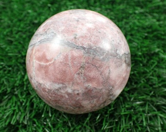 Pretty Pink Rhodonite Natural Crystal Sphere - Large Round Perfectly Smooth Sphere - 2.75 Inch Round Crystal Rhodonite Ball #SPHER#1065