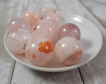 1 Piece Mini Natural Fire Quartz Crystal Sphere - Polished Smooth Little Spheres - .75 In Round 18-22mm Fire Quartz Crystal Ball #SPHER#1008