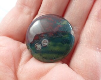 1 Piece Natural Ocean Jasper Crystal Slab - Small Coin Shaped Smooth Round - Coin Slab Green  - Little Round Ocean Jasper Slab #SLABS#1027