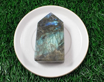 Smooth Rectangle Labradorite Crystal Tower - Flat Flashy Polished Tower - 2.75 Inch Labradorite Tower - Crystal Decor Blue Tower #TOWER#1256