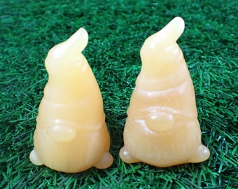 1 Piece Natural Orange Calcite Gnome Crystal Carving - Small Orange White Gnome - 2.5 Inch Gnome Figurine - Orange Crystal Gnome #GNOME#1006