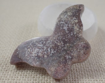 Pretty Pink Purple Agate Crystal Butterfly Carving - Thick Smooth Butterfly Crystal - 56x32x7mm Flat Butterfly Agate - Pink Bug #ANMLS#1151