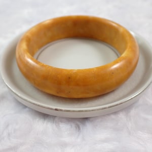 58.2mm Natural Yellow Jade Crystal Bangle Bracelet - Smooth Polish Finish Flat Inside - Bangle Bracelet Yellow Jade Crystal #JEWEL#1402