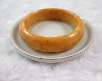 58.2mm Natural Yellow Jade Crystal Bangle Bracelet - Smooth Polish Finish Flat Inside - Bangle Bracelet Yellow Jade Crystal #JEWEL#1402