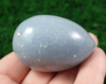 Lovely Blue Angelite Crystal Egg - Natural Smooth Polished Egg Crystal - 2 Inch Medium Blue Crystal Egg - No Chips or Cracks Egg #EGGS#1022