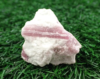 1 Piece Pink Tourmaline Quartz Crystal - Raw Rough Stone - White Pink Tourmaline Crystal - 1.75 Inch Pink Tourmaline White Quartz RWSTN#1013