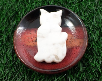 1 Piece Druzy Agate Crystal Cat Carving - Bright White Cat Crystal - Druzy Pockets Standing Cat Crystal - 2 Inches White Cat #ANMLS#1088