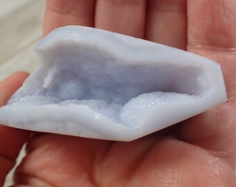 Glittery Sugar Texture Blue Lace Agate Freeform - Crystal Cave Blue Sparkly - 2.5 Inch Freeform Blue Lace Agate - Glittery Geode #FRFRM#1075