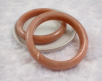 57.9mm Flashy Peach Moonstone Crystal Bangle Bracelet - Small Smooth Flat Inside Crystal - Shiny Polished Peach Moonstone Bangle #JEWEL#1964