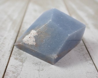 Blue Angelite Crystal Freeform - Blue White Brown Geometric Shape - Natural Faceted Freeform Crystal - 2 Inch Blue Angelite #FRFRM#1069