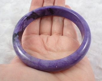 62.5mm Purple Charoite Crystal Bangle Bracelet - Purple Natural Crystal Bracelet - Flat Inside Smooth Bangle - Purple Charoite #JEWEL#1256