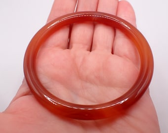 59.3mm Red Agate Thin Bangle Bracelet - Skinny burnt orange Crystal Bangle - Crystal Bangle Thin Red Agate #JEWEL#1757