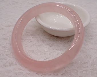 59.4mm Pretty Pink Rose Quartz Crystal Bangle Bracelet - Smooth Round Bangle - Pink Rose Quartz - Crystal Bangle Bracelet #JEWEL#2003