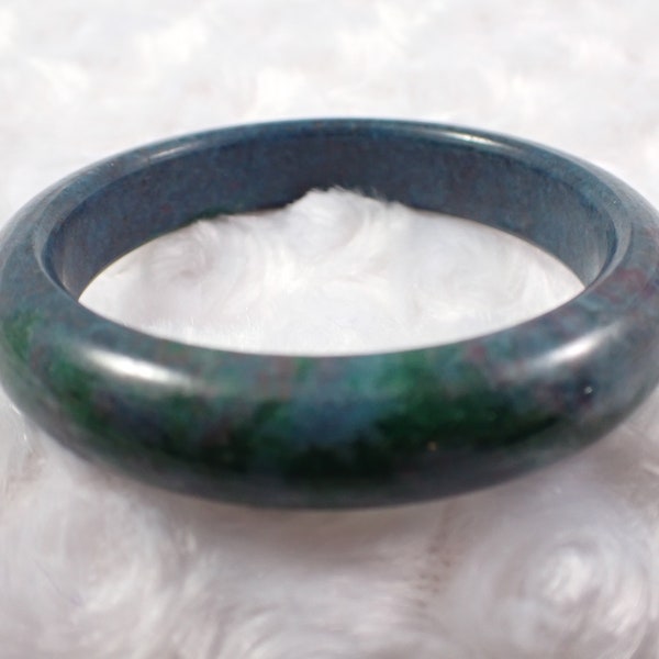 59.0mm Ruby in Fuchsite Crystal Bangle Bracelet - Thick Smooth Polished Bracelet - Blue Green Purple Crystal Bangle Bracelet #JEWEL#1225