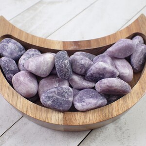 4 Pcs Natural Purple Lepidolite Crystal Tumbles - Rounded Smooth Tumbled Stones - Purple White Lepidolite Crystal Tumbled Stones #TUMBL#1000