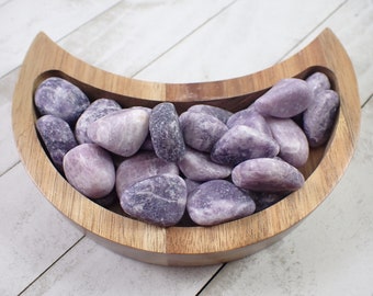 4 Pcs Natural Purple Lepidolite Crystal Tumbles - Rounded Smooth Tumbled Stones - Purple White Lepidolite Crystal Tumbled Stones #TUMBL#1000