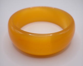 61.3mm Shiny Goldenrod Cats Eye Crystal Bangle Bracelet - Thick Cuff Bracelet Flat Inside - Bangle Bracelet Yellow Gold Cats Eye #JEWEL#1620