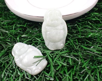 Green Jade Happy Buddha Crystal Pendant - Natural Polished Flat Back Buddha - Tall Narrow Buddha Pendant - 1.25 Inch Buddha #PNDNT#1078
