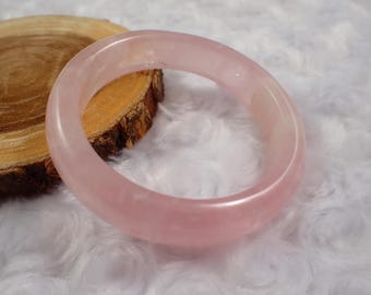 60.2mm Light Pink Rose Quartz Crystal Bangle Bracelet - Smooth Round Bangle - Light Pink Rose Quartz - Crystal Bangle Bracelet #JEWEL#1480