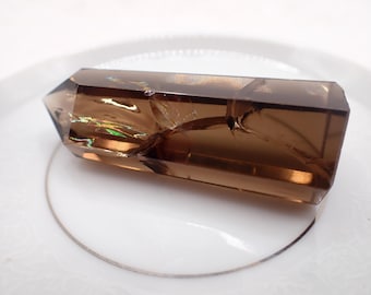 1 Piece Natural Smoky Quartz Crystal Tower - High quality rainbow flash, Smooth Points - Gray Clear Faceted Smoky Quartz Points #TOWER#1306