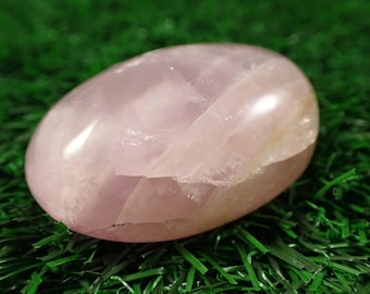 Pretty Natural Rose Quartz Crystal Palm Stone - Smooth Small Oval Palm - Flashy Rose Quartz - Natural Chips Flashy Small Oval #PALMS#1128