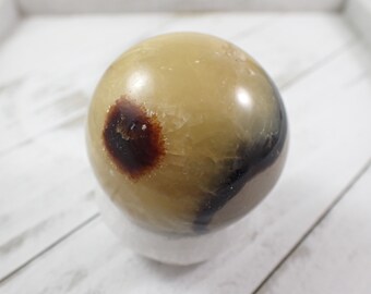 Nice Natural Septarian Crystal Sphere - Shiny Polished Round Ball - Gold Gray Brown - 2 Inches Diameter - Natural Septarian #SPHER#1028