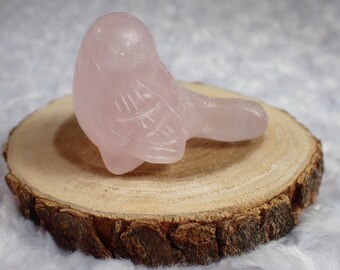 Cute Little Pink Rose Quartz Crystal Bird - Pink Opaque Smooth Bird - Crystal Bird 2.25 Inches - Rose Quartz Chubby Bird Figure #ANMLS#1253