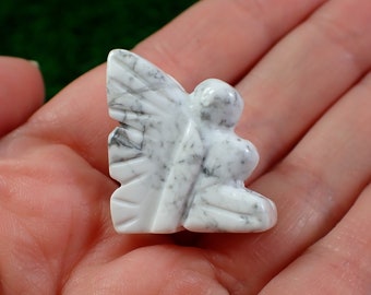 Mini Howlite Crystal Fairy Carving - Smooth Carved Crystal Fairies - Small White Gray Crystal Carving - 1 Inch Fairy Crystal #MINIS#1082