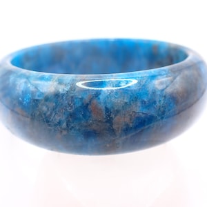 62.4mm Flashy Blue Apatite Crystal Bangle Bracelet - Thin Smooth Polished Bracelet Flat Inside - Blue Crystal Bangle Bracelet #JEWEL#1674