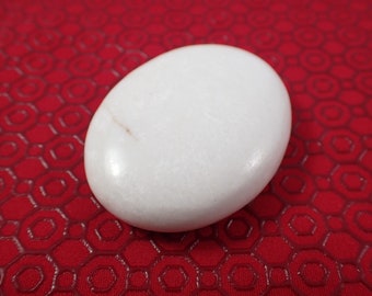 Bright White Natural Scolecite Crystal Palm Stone - White Beige Oval Gallet - Small Smooth Crystal Palm - 2.5 Inches Smooth #PALMS#1209