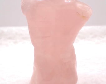 Natural Rose Quartz Male Body Carving - Rose Quartz Crystal Silhouette- Polished Male Body Carving - 3.25 inch Rose Quartz #BDIES#1030
