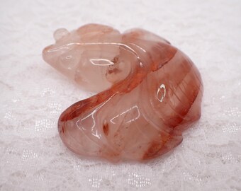 Natural Fire Quartz Crystal Fish - Orange White Translucent Fish - 2.5 Inch Koi Fish Fire Quartz Crystal Carving #ANMLS#1275