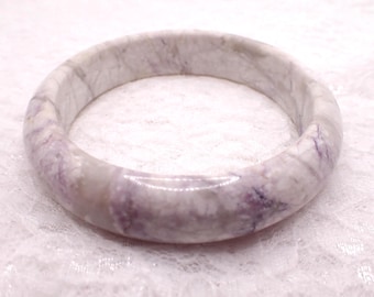 63.4mm Sparkly Natural Purple Jadeite Crystal Bangle Bracelet - Smooth Finish Flat Inside - Purple Jadeite Crystal Bangle #JEWEL#1826