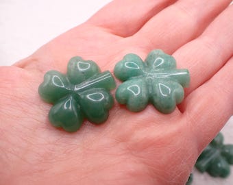 Green Aventurine Crystal Four Leaf Clover - Carved Green Aventurine Lucky Clover Crystal - 1 Inch Green Lucky Clover Carving #MINIS#1149
