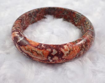 61.0mm Money Agate Natural Crystal Bangle Bracelet - Smooth Flat Inside - Red Orange Beige Crystal Bracelet - Money Agate Bangle #JEWEL#1511