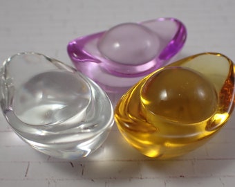 1 Piece Clear Glass Yuan Boa Figurine - Pink Purple Gold Clear - Smooth Glass Ingot Good Fortune Symbol - Glass Chinese Ingots #GLASS#1000