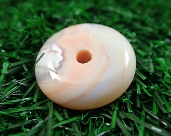 1 Piece Natural Flower Agate Crystal Donut - Smooth Polished Donut Carving - Flower Agate Crystal Donut - 26x9mm Smooth Carving #MINIS#1076
