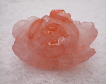 Fabulous Fire Quartz Flower Crystal - White Orange Fire Quartz Flower - 3.75 Inch Textured Fire Quartz - Carved Flower Crystal #FLWRS#1019