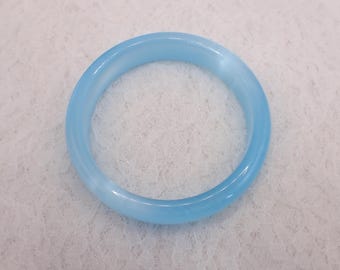 62.1mm Shiny Aqua Blue Cats Eye Crystal Bangle Bracelet - Smooth Finish Flat Inside Bangle Bracelet - Turquoise Cat Eye Crystal #JEWEL#1865