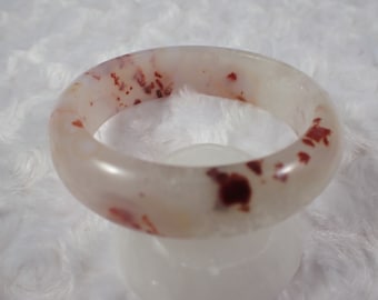 61.7mm Cinnabar in Quartz Crystal Bangle Bracelet - Thick Natural Crystal Bangle - Red Flashy Smooth Polished Bangle Bracelet #JEWEL#1220